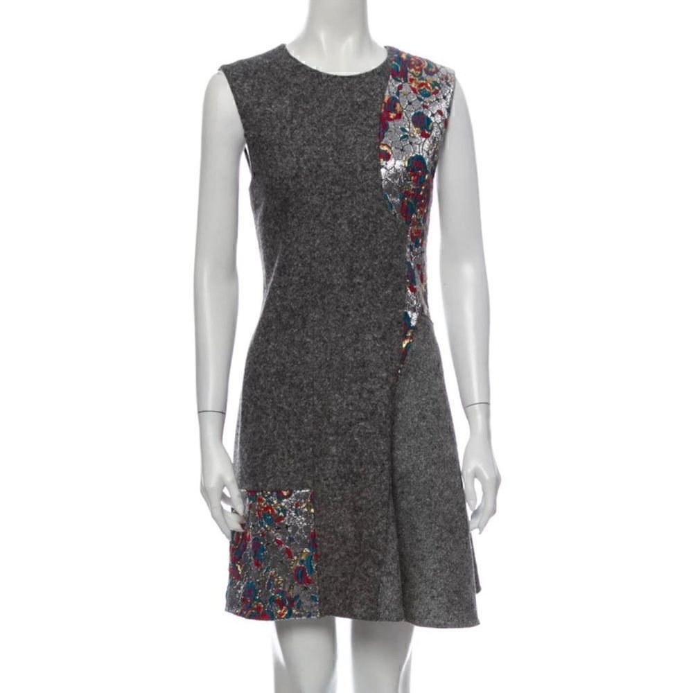 Stella McCartney Women’s Size Medium Dress Grey Wool Sleeveless Patchwork